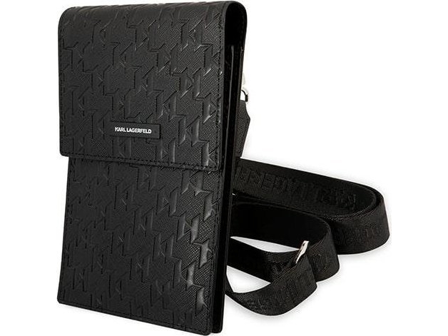 Karl Lagerfeld Handtasche Klwbsamsmk Schwarz/Schwarz Monogramm-Platte