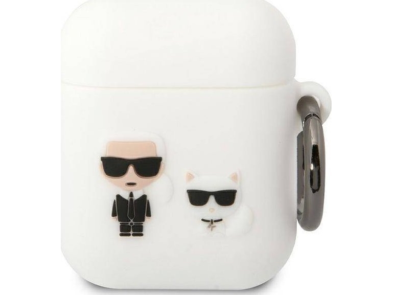 Karl Lagerfeld Klaca2silkcw Airpods-Cover 1/2 - Hvid/Hvid Silikone Karl & Choupette