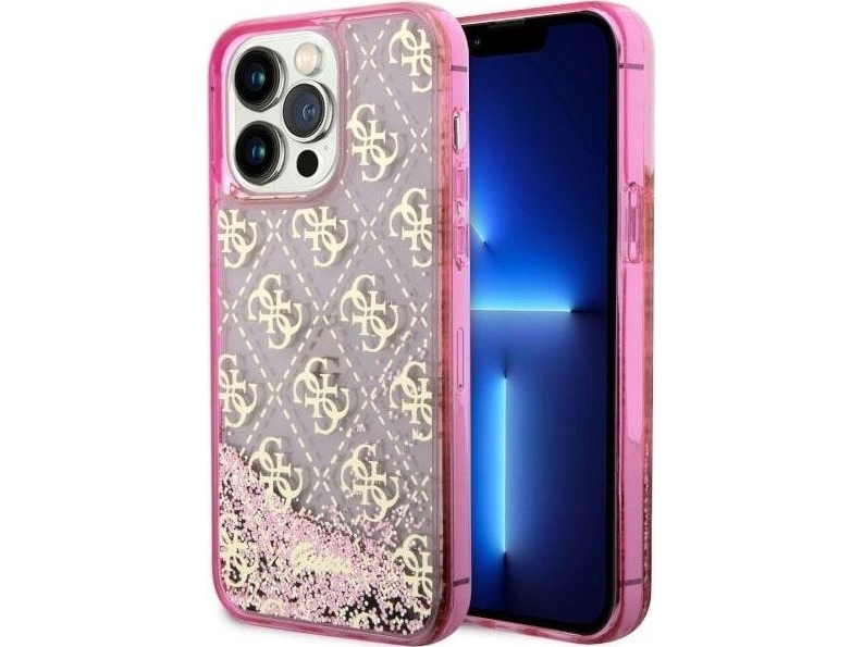 Guess Guhcp14xlc4psgp Hardcase Für Iphone 14 Pro Max 6,7" Pink/Pink - Liquid Glitter 4G Transparent