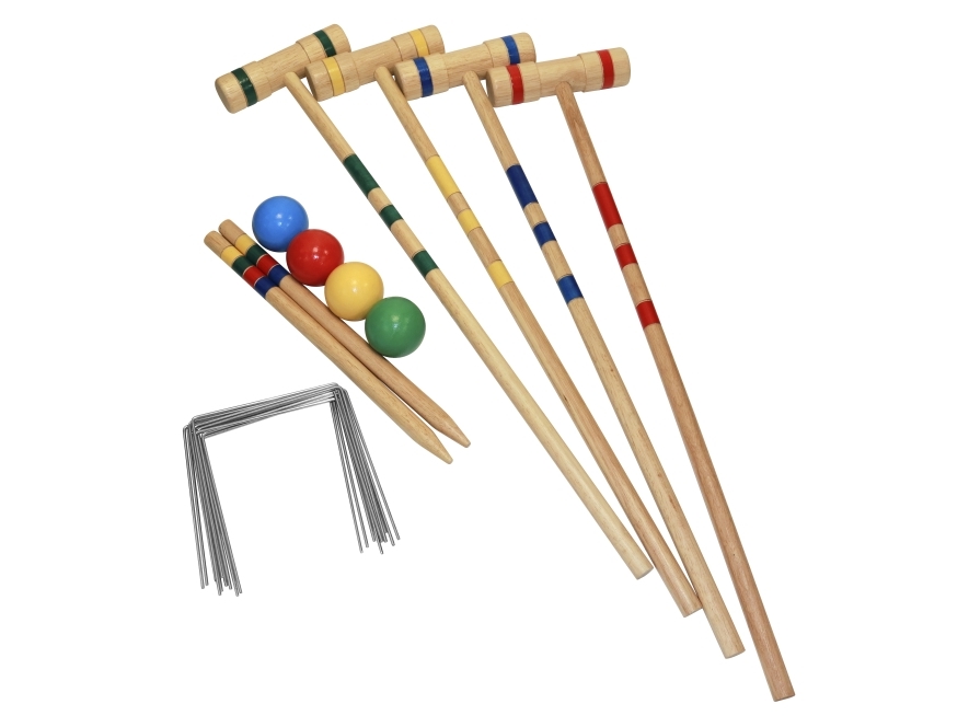 Home It Premium-Krocketspiel Für 4 Personen Aus Gummibaumholz