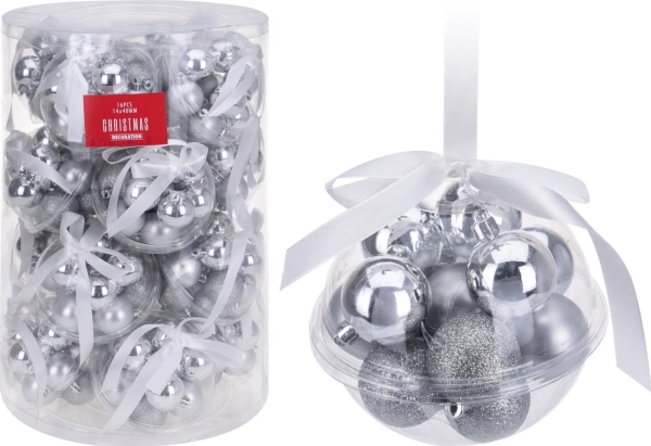 Affek Design KPL.14 BOMBEK 4CM SILVER | Julen - För julgranen - Julgransdekorationer | GameStuff