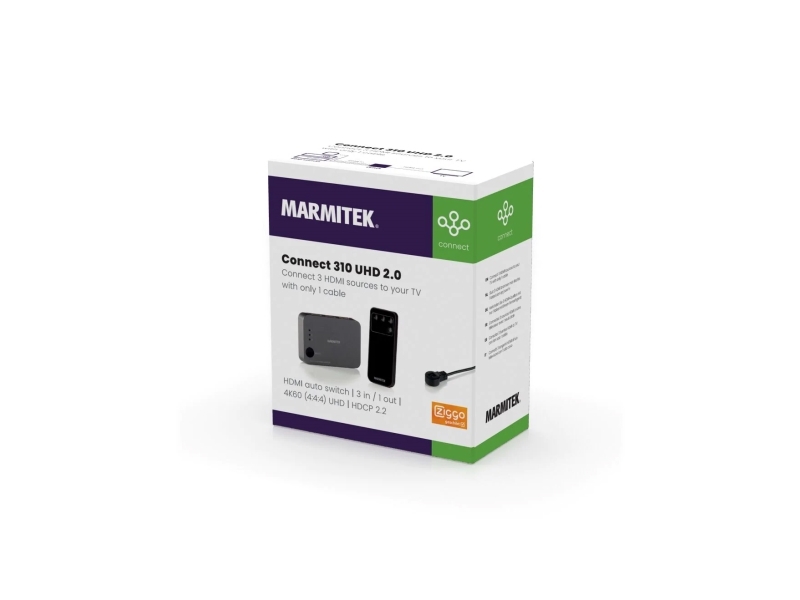 Marmitek Connect 310 UHD 2.0, HDMI, 2.0b, Sort, 18 Gbit/sek., 600 Mhz, 2560 x 2048 pixel