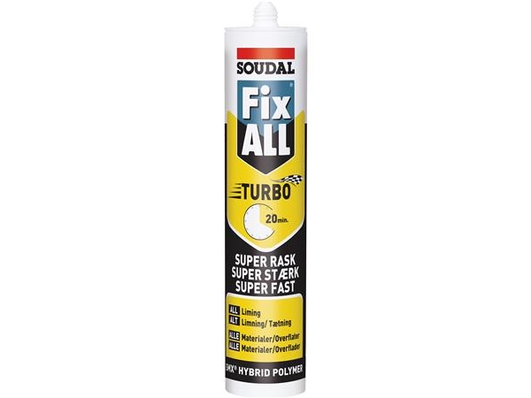 Soudal Fix All Turbo, Superschnell Aushärtender, Flexibler Klebstoff, Schwarz, 290Ml Kartusche