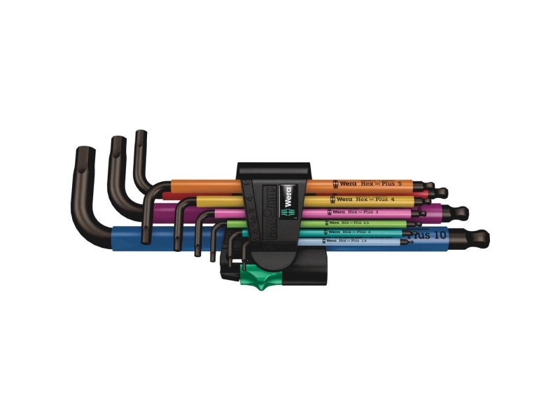 Wera 950/9, L-Formet Unbrakonøgle, Metric, 9 Stk, Plast, Rustfrit Stål, Sort Oxidering