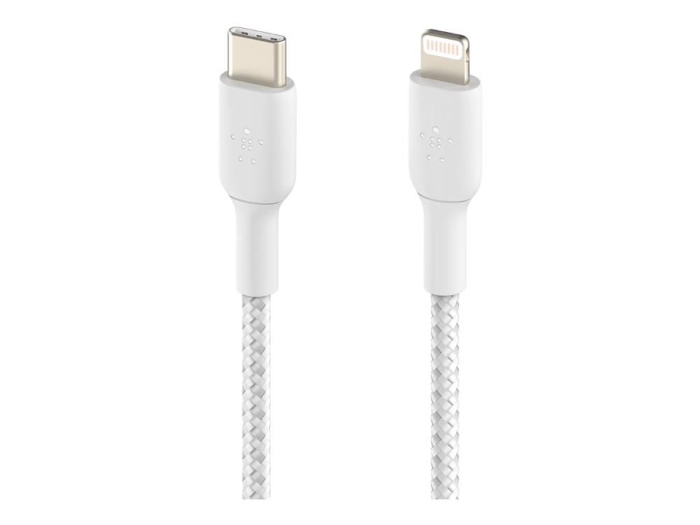 Belkin BoostCharge - Lightning-kabel - USB-C hane till Lightning hane - 2 m - vit - USB-strömförsörjning (18W) | Datortillbehör - Belkin Tilbehör - Belkin Datorkablar | GameStuff