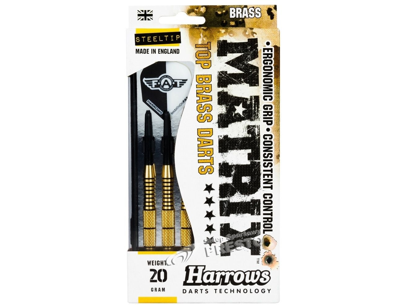 Harrows Darts Matrix, Stålspets, Svart, Guld, Orange, Vuxna, Mässing, 20 G, 5,7 Cm