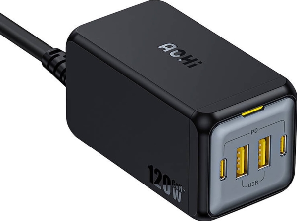 Aohi Netzladegerät Aoc-C006 120 W, 2X Usb-C, 2X Usb-A (Schwarz)