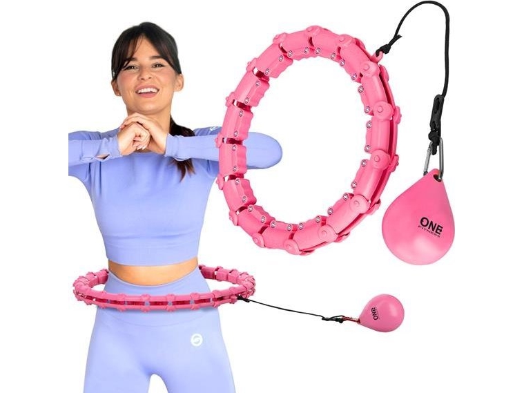 One Fitness Oha02 Hula Hop Pink Mit Balancen Und Gewichtsstangen