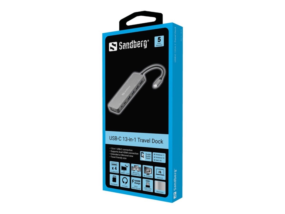 Sandberg 13-In-1 - Dockingstation - Usb-C - Vga, Hdmi - 100Mb Lan