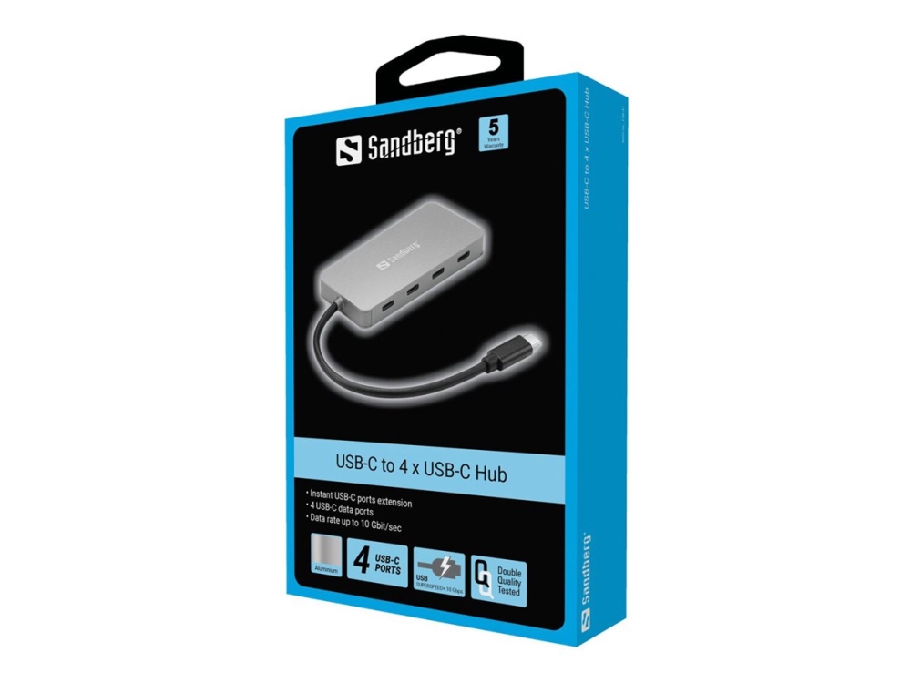 Sandberg USB-C to 4 x USB-C Hub USB hub - USB 3.1 - 4 ports - Grå