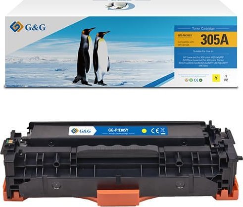 G&Amp G G&Amp G Kompatibel Toner Med Ce412a, Gul, 2600S, Nt-Ph305y(Ce412a), Hp 305A, Til Hp Color Laserjet Pro M375nw, Pro M475dn, M451dn,