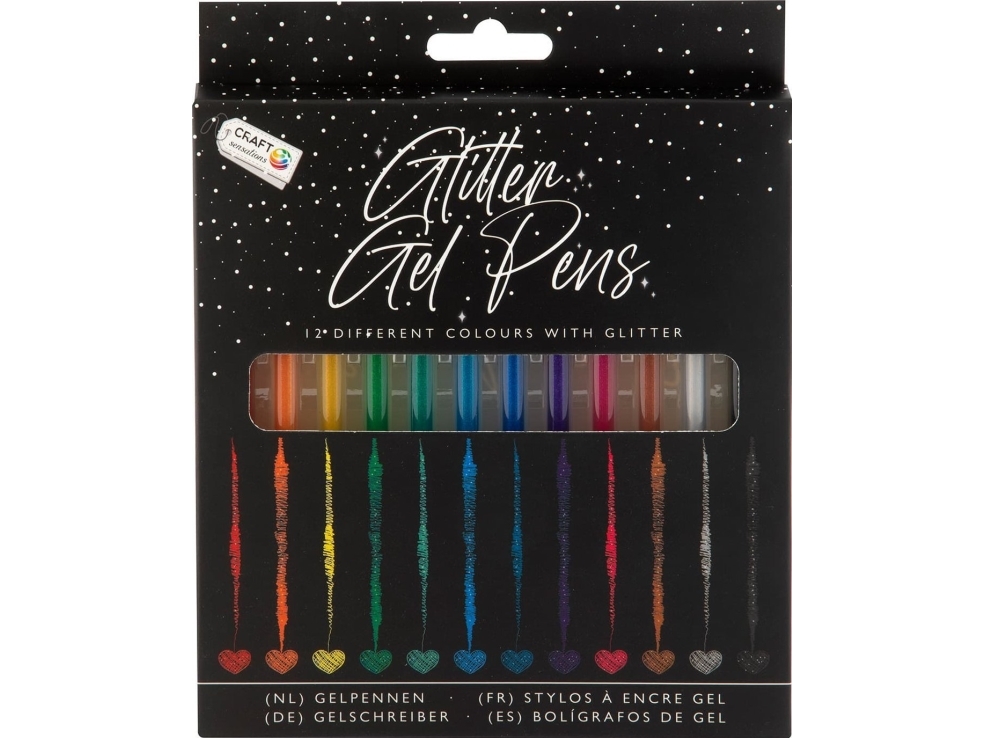 Grafix Gelpenne, Glitter, 12 Farver.