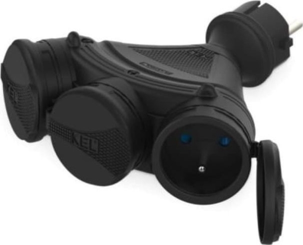 Kel Grenudtag 3-Udtag Med Jord 16A 250V Ip54 Sort Gn-X3/54 W-01154