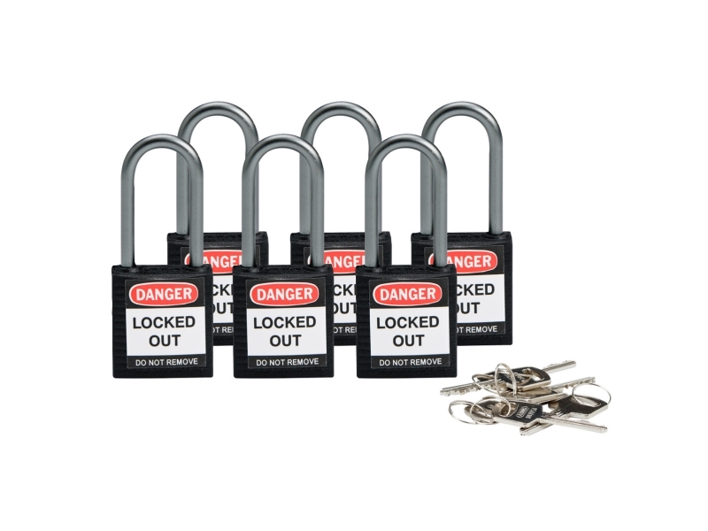 Bilde av 814125, Tradisjonell, Nøkkellås, Bruk Bare Én Nøkkel, Sort, Aluminium, U-Formet