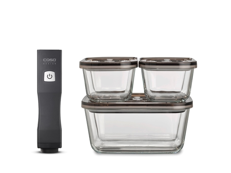 Caso Vacu OneTouch Eco-Set, Svart, 0,4 mbar, Knappar, 3 l/min, LED, Litium-Ion (Li-Ion) | Köksapparater - Köksmaskiner - Vakuumförpackningsmaskiner | GameStuff