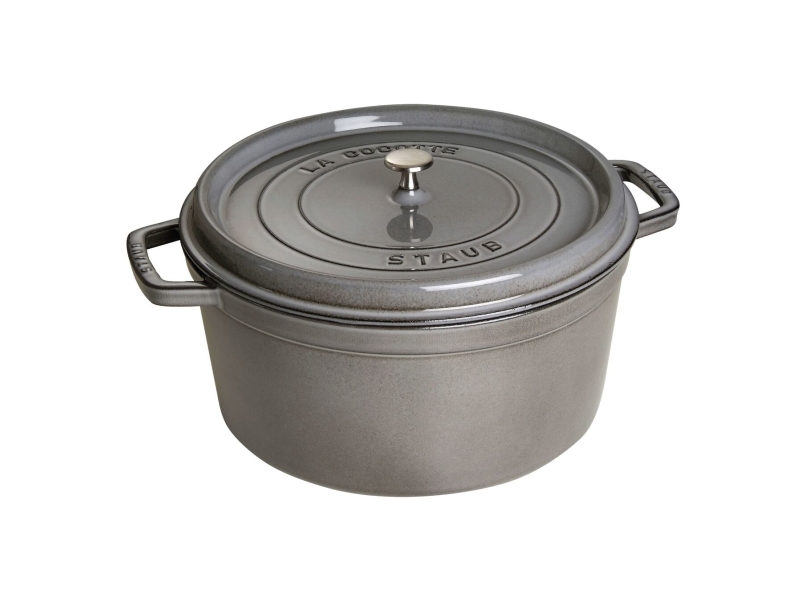 Zwilling Staub La Cocotte, Auflaufform, Rund, Eisenguss, Keramik, Gas, Halogen, Induktion, Versiegelte Platte, Grau, Graphite-Grey
