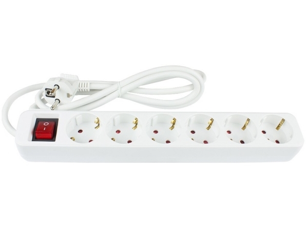 Alcasa Ps016-W015, 1,5 M, 6 Ac Stikkontakt(Er), Indendørs, Type E / F, 1,5 Mm², Polykarbonat (Pc)