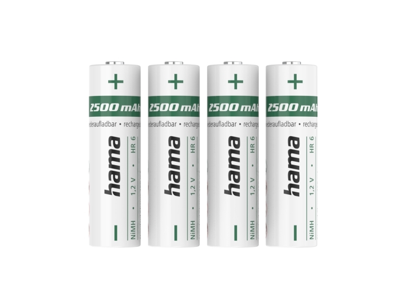 Hama 00223531, Genopladeligt Batteri, Aa, Nikkel-Metalhydrid (Nimh), 1,2 V, 4 Stk, 2500 Mah