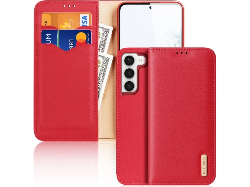 Dux Ducis Dux Ducis Hivo Fodral Samsung Galaxy S23 Flip Cover Plånbok Stativ Rfid Lås Rött