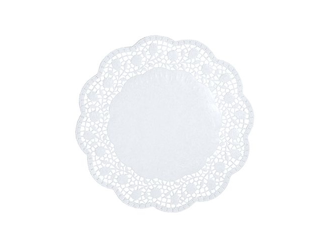PAPSTAR kagesnørebånd, runde, diameter: 180 mm, hvidt præget snørepapir, 40 g/m², FSC-certificeret - 1 stk (12452)