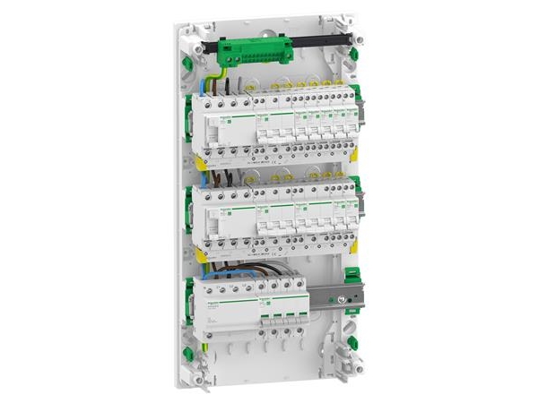 Schneider Electric Vormontierte Schaltanlage Resi9 Xp Pw, 3 Reihen 13M: 1Xafb 1Xspd + 2Xrcd + 7Xc10a 1Pn + 2Xc16a 3Pn + 1Xc10a 3Pn