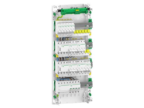 Vormontiertes Bedienfeld Resi9 Xp Pw, 4 Reihen 13M: 1Xafb 1Xspd + 2Xrcd + 8Xc10a 1Pn + 2Xc16a 3Pn