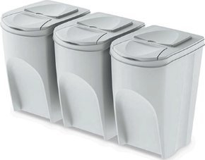 KEDEN affaldsspande sortiboks 35L sæt 3 - popielaty