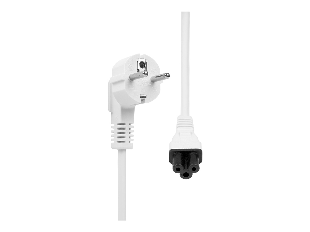 Proxtend - Strømkabel - Type F (Han) Vinklet Til Iec 60320 C5 Lige - 250 V - 2.5 A - 5 M - Hvid - Europa