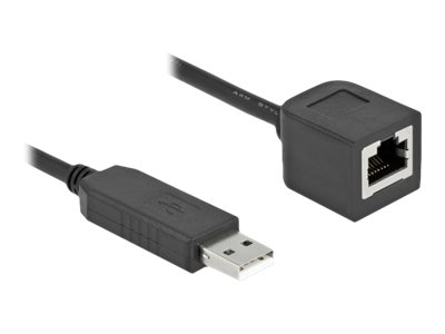 Delock - Seriel Adapter - Usb (Han) Til Rj-45 (Hun) - 25 Cm - Usb / Usb 2.0 / Eia-232 - Sort