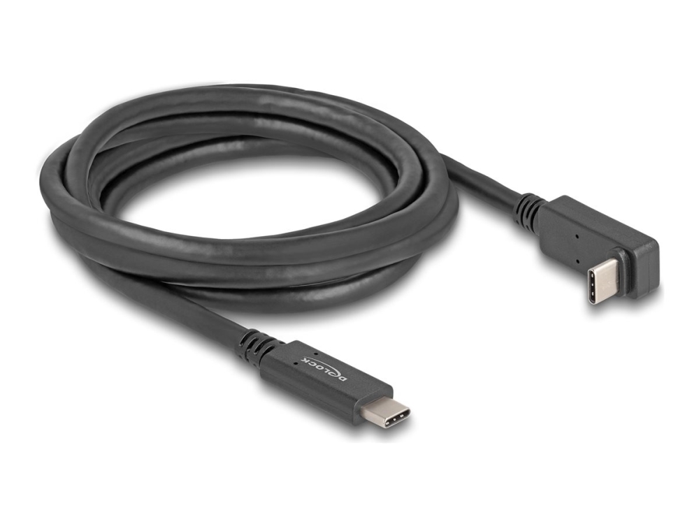 Delock - Usb-Kabel - 24 Pin Usb-C (Han) Til 24 Pin Usb-C (Han) Vinklet - 3 A - 2 M - Usb Power Delivery (60W), 4K144 Hz (3840 X 2160) Support, Up To