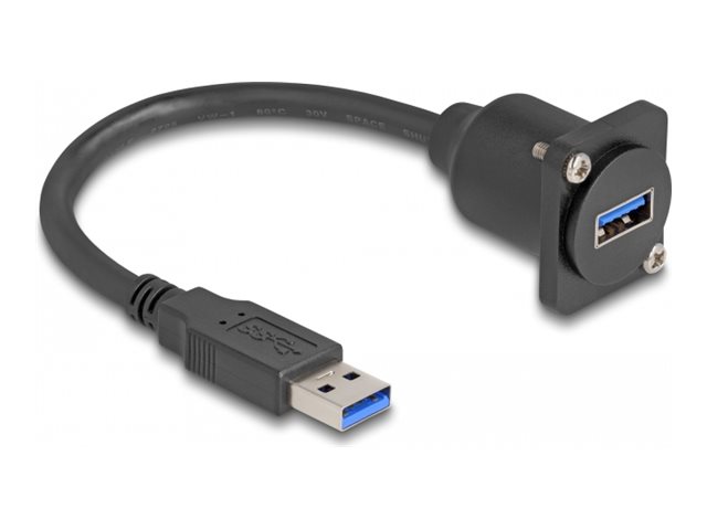 Delock - USB-förlängningskabel - USB typ A (hane) till USB typ A (hona) D-Typ - USB 3.0 - 20 cm - svart | Datortillbehör - Kablar & adaptrar - Datakablar | GameStuff