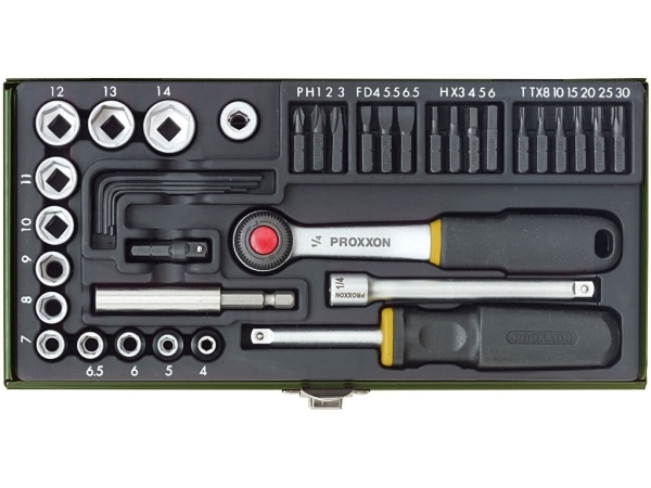 Proxxon Industrie-Steckschlüssel-Bit-Satz Metrisch 1/4 (6,3 Mm) 39 Delar 23070