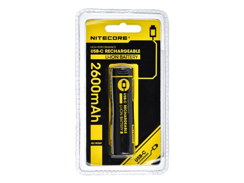 Nitecore Nl1826r, Wiederaufladbarer Akku, Lithium-Ion (Li-Ion), 3,6 V, 1 Stück(E), 2600 Mah, Schwarz