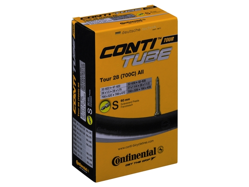 CONTINENTAL Tour Tube All 700 x 32-47c (32-47x622)/(42-635) Presta (Removable core) 60 mm | Cykling - Hjul, däck och slangar - Innerslangar för cyklar | GameStuff