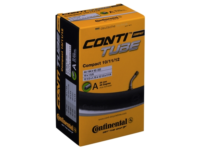 CONTINENTAL Compact Tube 10/11/12 x 1,7 - 2,4 (44-62x194-222) Schrader 34 mm | Cykling - Hjul, däck och slangar - Innerslangar för cyklar | GameStuff