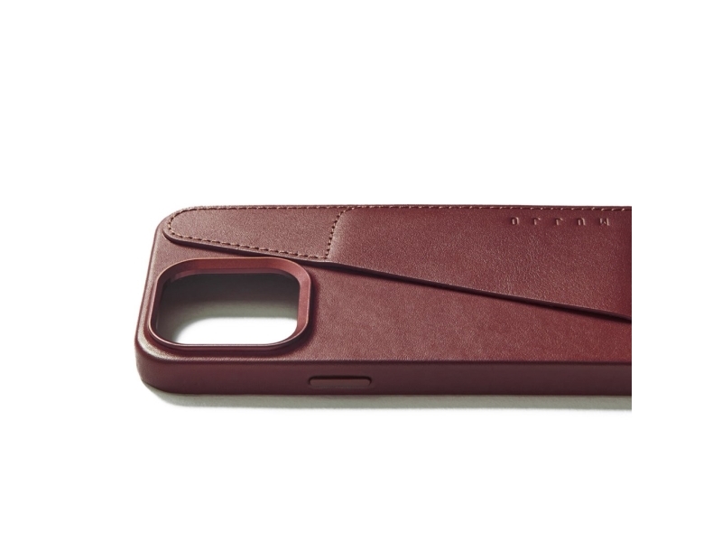 Mujjo iPhone 15 Pro Max wallet-etui i skinn - bordeaux