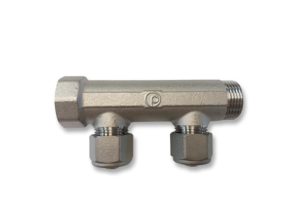 Pettinaroli fordelerrør messing TEA 2 x 15 mm afgrening, BI-502XT | VVS Artiklar - Rör & Kopplingar - Pex rör och rördelar | GameStuff