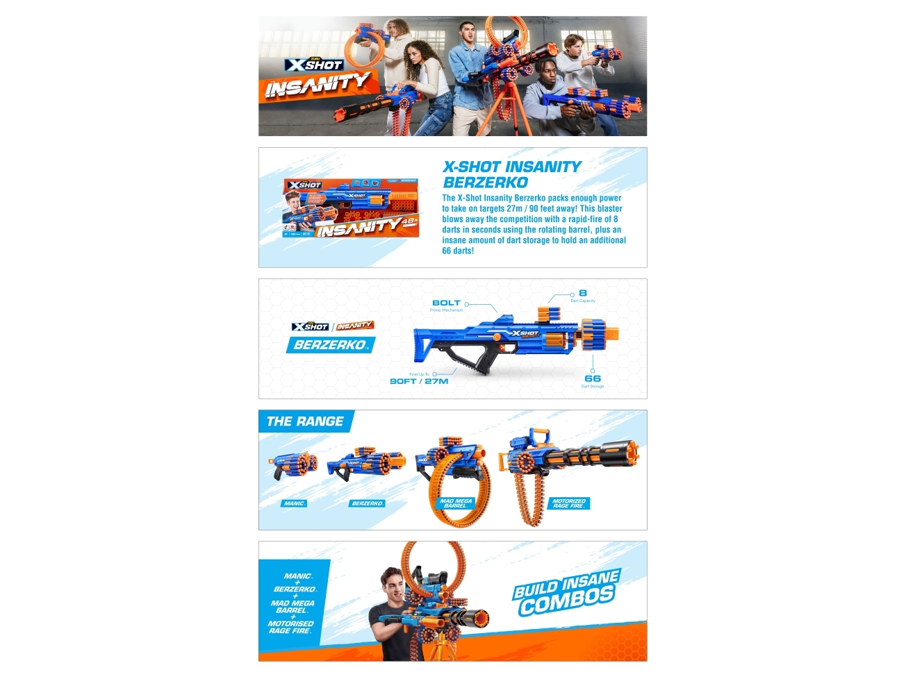 XSHOT žaislinis šautuvas Mad Megga Barrel Blaster Insanity, 1 serija, 36609