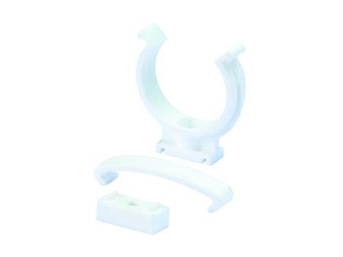 Vit PP klämrörsbärare 50 mm med hängare | EL Artiklar - Vägar & tillägg - Kablar & rörhållare | GameStuff