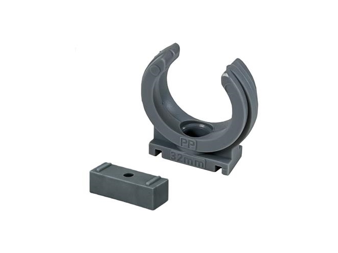 Grå PP klämrörsbärare 40mm till 40mm HT-avloppsrör | EL Artiklar - Vägar & tillägg - Kablar & rörhållare | GameStuff