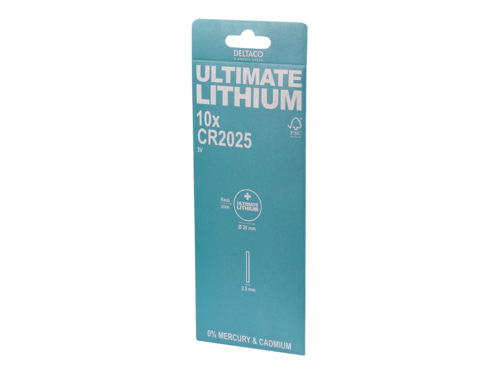 Deltaco Ultb-Cr2025-10P, Einwegbatterie, Cr2025, Lithium, 3 V, 10 Stück(E), Blau