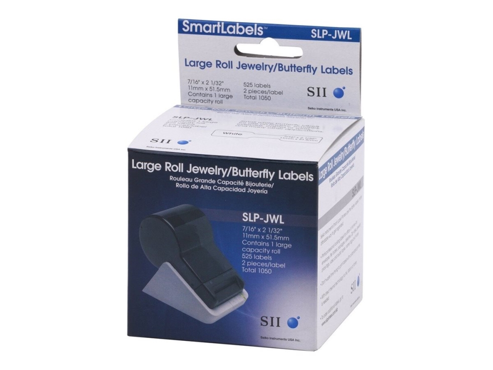 Seiko Instruments Slp-Jwl - Hvid - 11 X 51.5 Mm 1050 Etikette (2 Rulle X 525) Smykke Etiketter - For Smart Label Printer 200, 220, 240, 420, 43