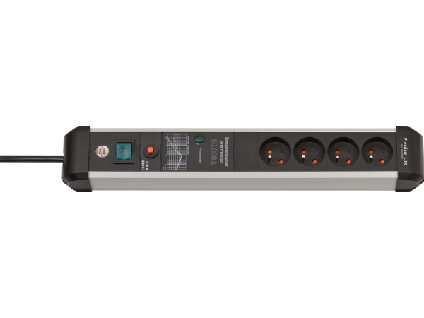 Brennenstuhl Premium-Protect-Line Überspannungsschutz-Steckdosenleiste 4-Fach 3 M Schwarz/Silber (1391014400)