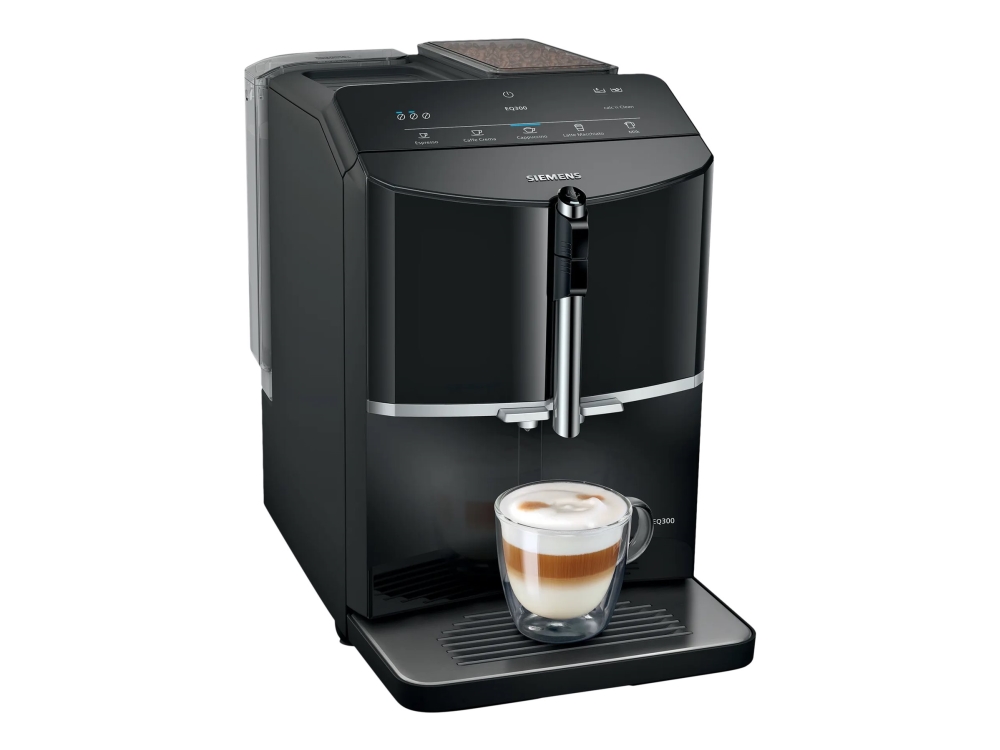 Siemens 300 Tf301e19 Automatisk Kaffemaskin Med Melkeskummer Bar Piano Svart