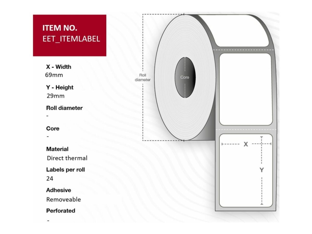 Capture - Borttagbar häftning - 69 x 29 mm 33600 etikett (er) (24 rulle/rullar x 1400) etiketter - för Zebra GX420t GK Series GK420d | Datorkomponenter - Kylning & moddning - CPU Kylning | GameStuff