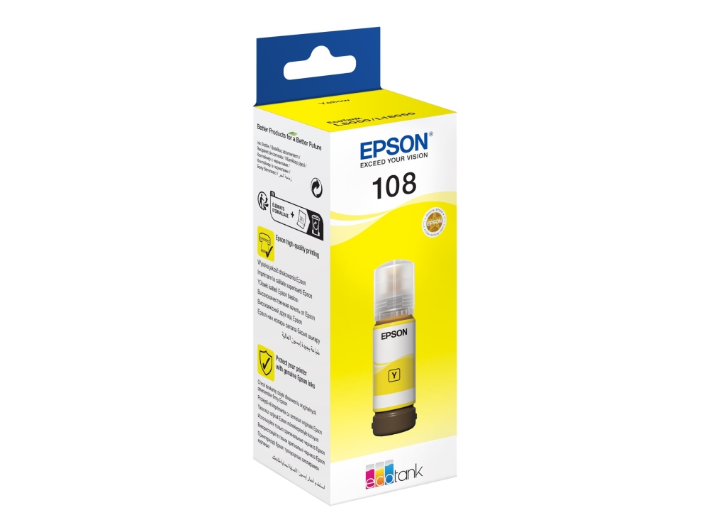 Epson Ecotank 108 - 70 Ml - Gul - Original - Blækrefill - For Epson L18050 Ecotank L8050