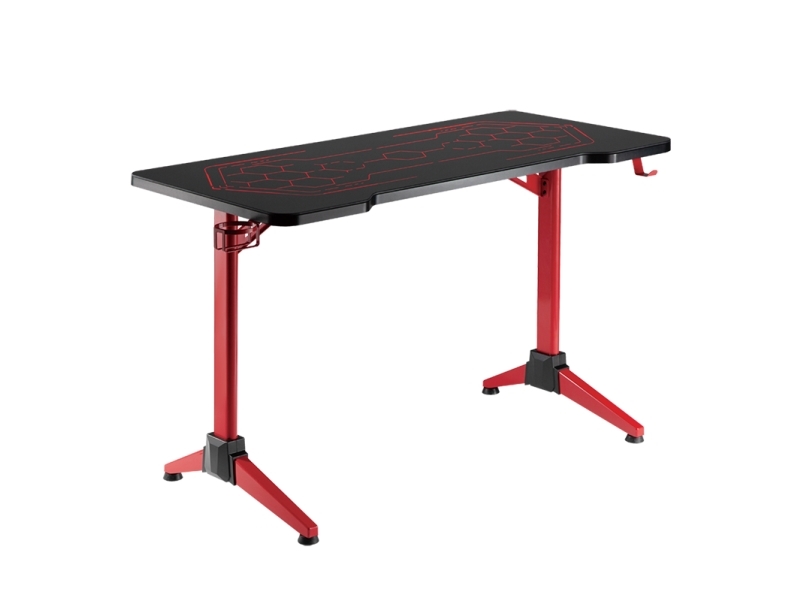 Logilink Gaming Desk, 120X60 Cm, Glass Surface W/Rgb Lighting, Red Desk Frame