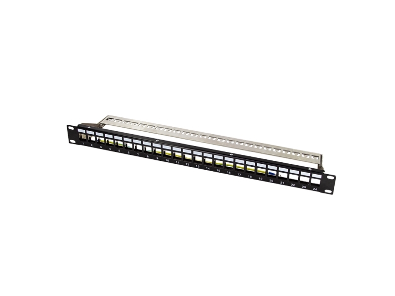 Logilink Keystone Panel 1U, 24 Ports, Shielded, With Label Fields, Black