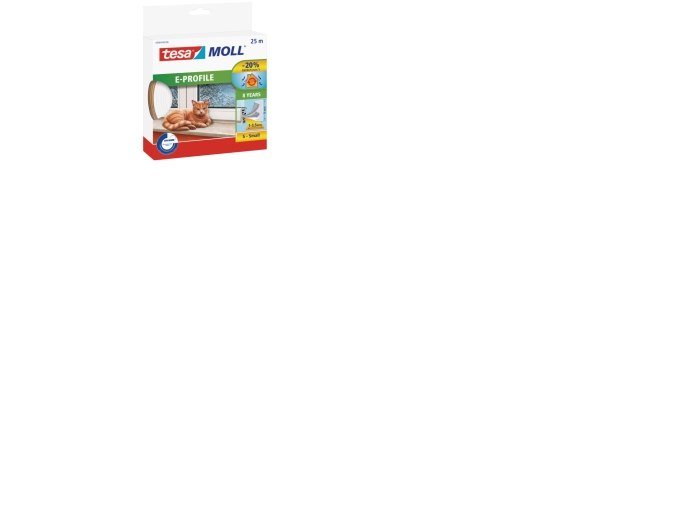 Tesa gummiliste 9 mm profil E hvid 25 m (0546402)