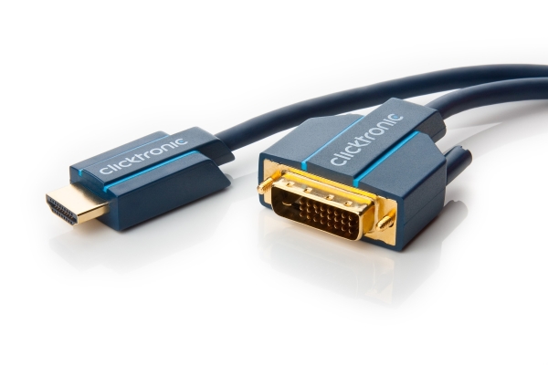 Clicktronic 3M Hdmi/Dvi Adapter, 3 M, Hdmi, Dvi-D, Gold, 4,95 Gbit/S, Blau